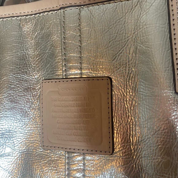 COACH Metro 26141E Metallic Silver Vachetta Leather XL Tote Weekend Bag - Picture 2 of 11